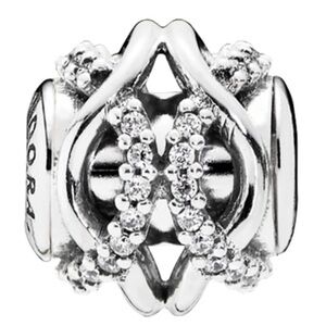 Retired Pandora Essence Caring Charm with Clear Zirconia & Sterling Silver